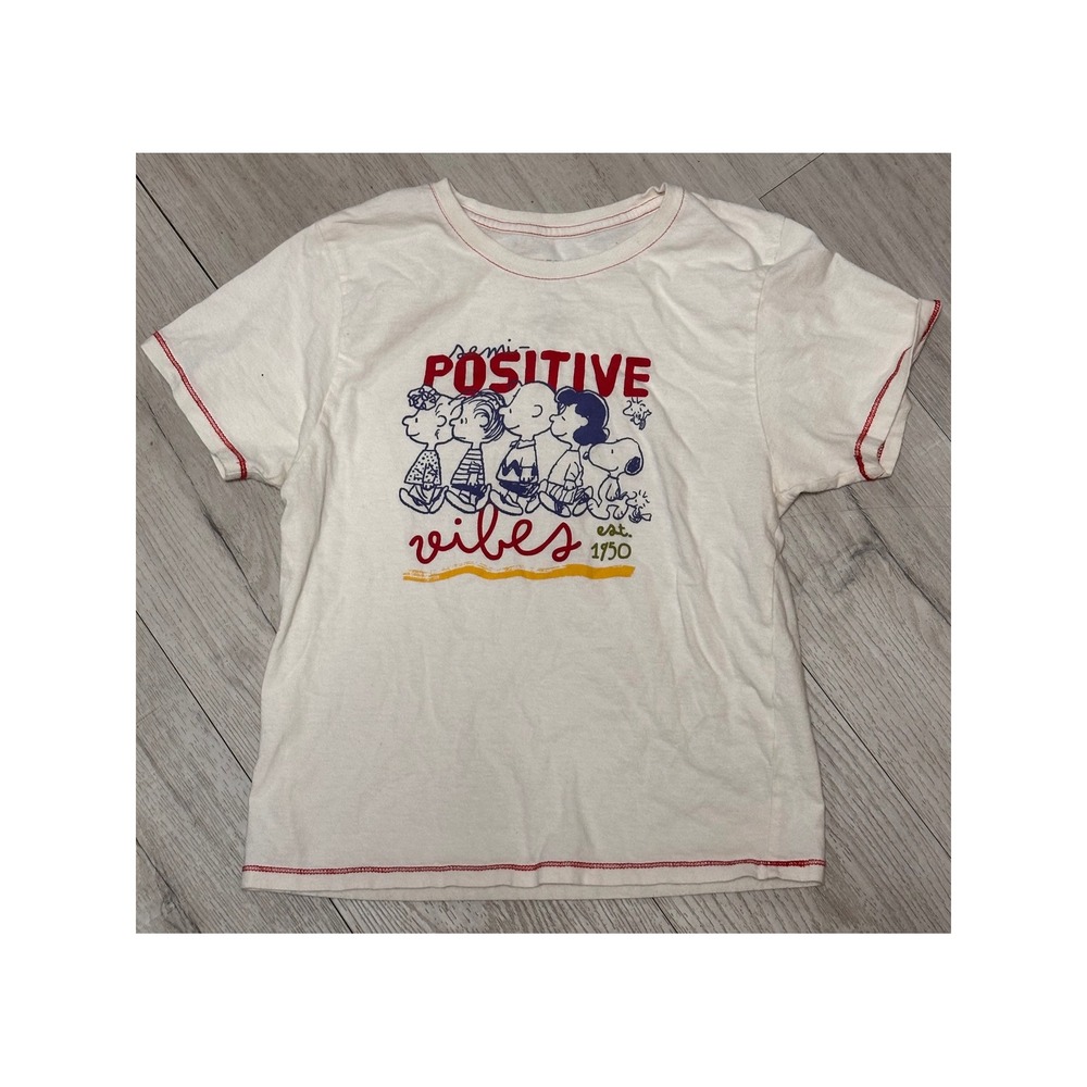 Peanuts Semi Positive Vibes T-Shirt youth Size M Casual Graphic Tee